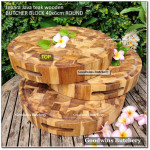 Cutting board BUTCHER BLOCK ROUND 40x6cm +/-4.8kg talenan kayu jati Jepara